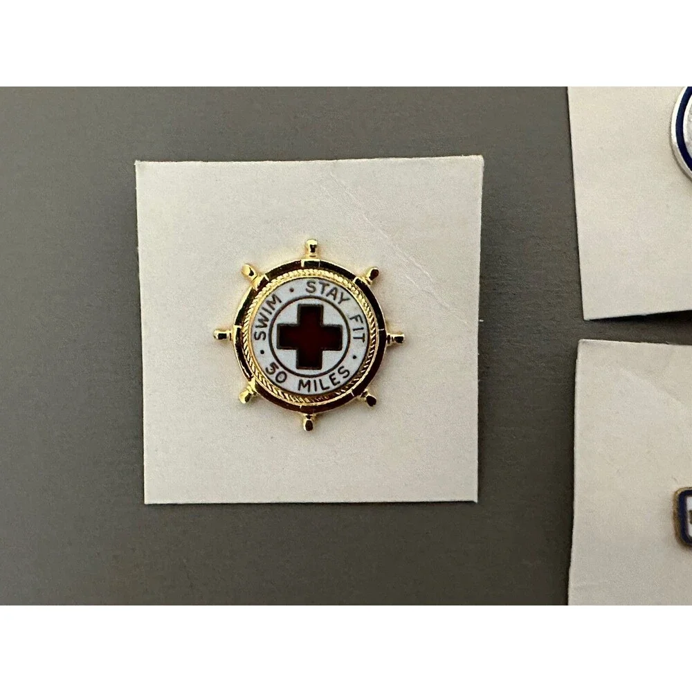 Lot Of 5 Vintage American Red Cross Pins Swim Rescue